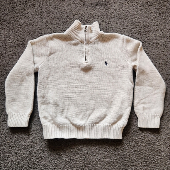 Polo Ralph Lauren Other - RALPH LAUREN POLO Kids Sweater Size 6 Cream Pullover 1/4 Zip Logo Designer